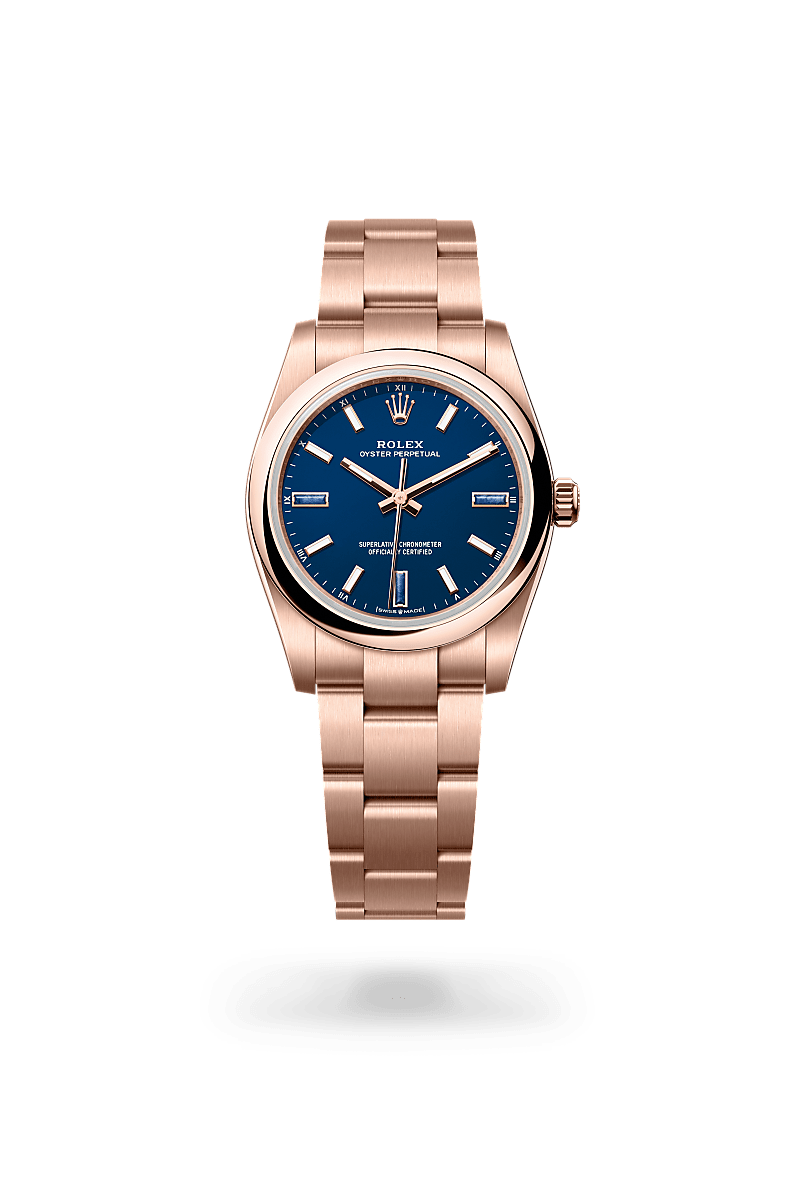 Rolex oyster perpetual in 18 ct Everose gold, M124205-0002* - Watches of Switzerland